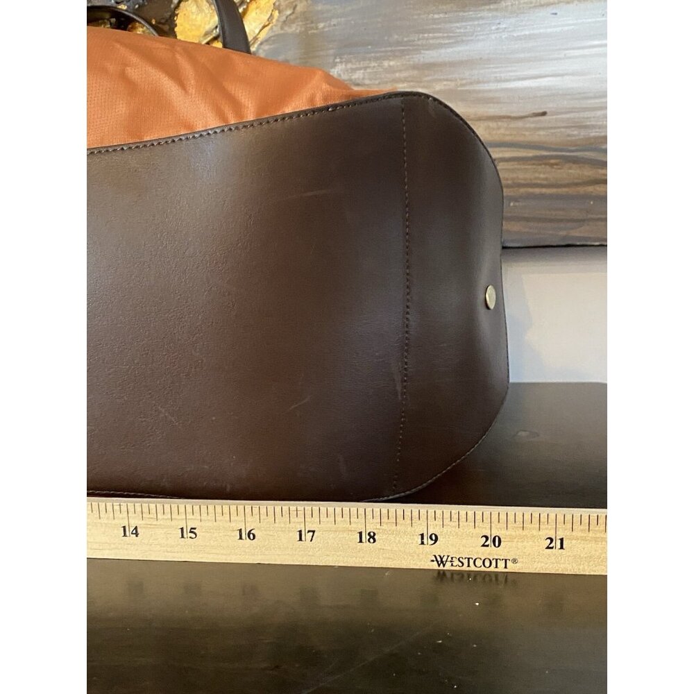 Tumi Foldable Packable Leather Bottom Orange Duff… - image 8